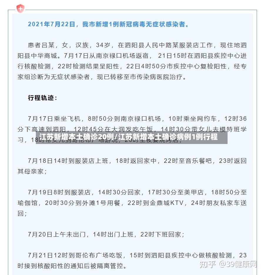 江苏新增本土确诊20例/江苏新增本土确诊病例1例行程-第2张图片