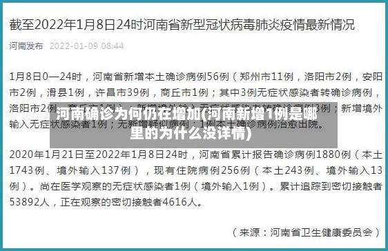 河南确诊为何仍在增加(河南新增1例是哪里的为什么没详情)