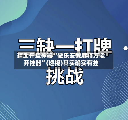 辅助开挂神器“微乐安徽麻将万能开挂器”(透视)其实确实有挂