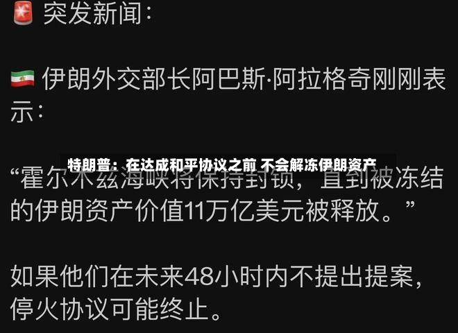 特朗普：在达成和平协议之前 不会解冻伊朗资产