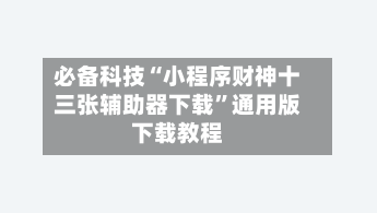 必备科技“小程序财神十三张辅助器下载”通用版下载教程-第2张图片