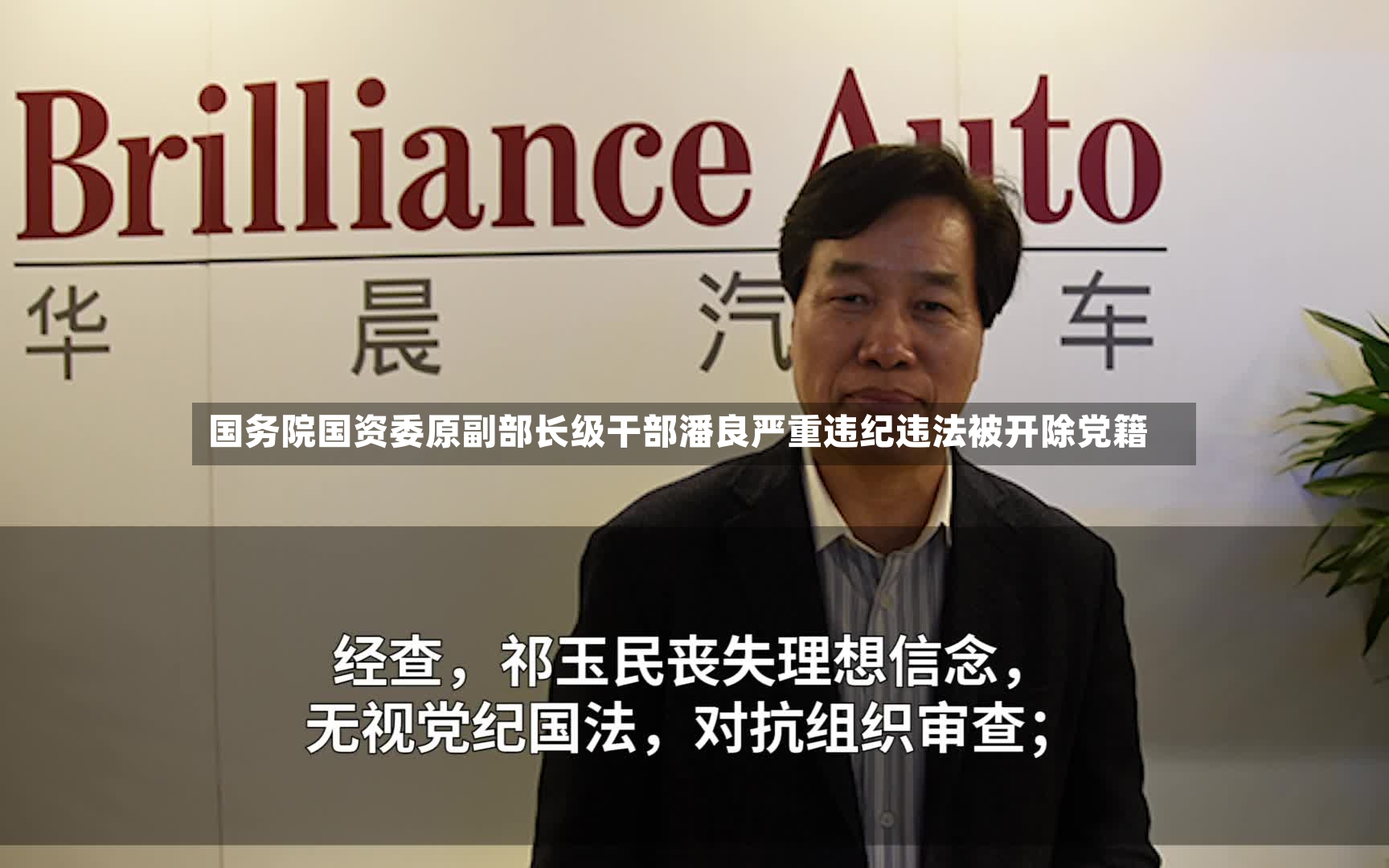 国务院国资委原副部长级干部潘良严重违纪违法被开除党籍