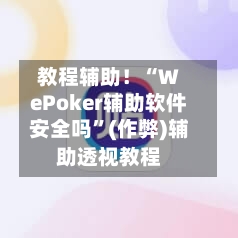 教程辅助！“WePoker辅助软件安全吗”(作弊)辅助透视教程