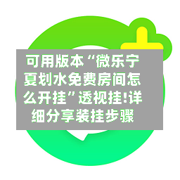 可用版本“微乐宁夏划水免费房间怎么开挂”透视挂!详细分享装挂步骤-第3张图片