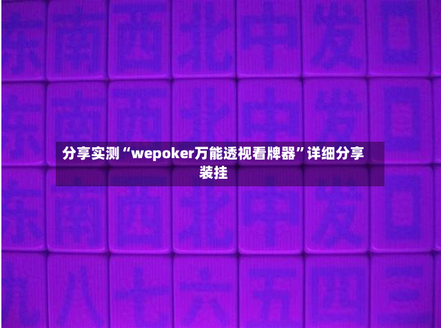分享实测“wepoker万能透视看牌器”详细分享装挂-第3张图片