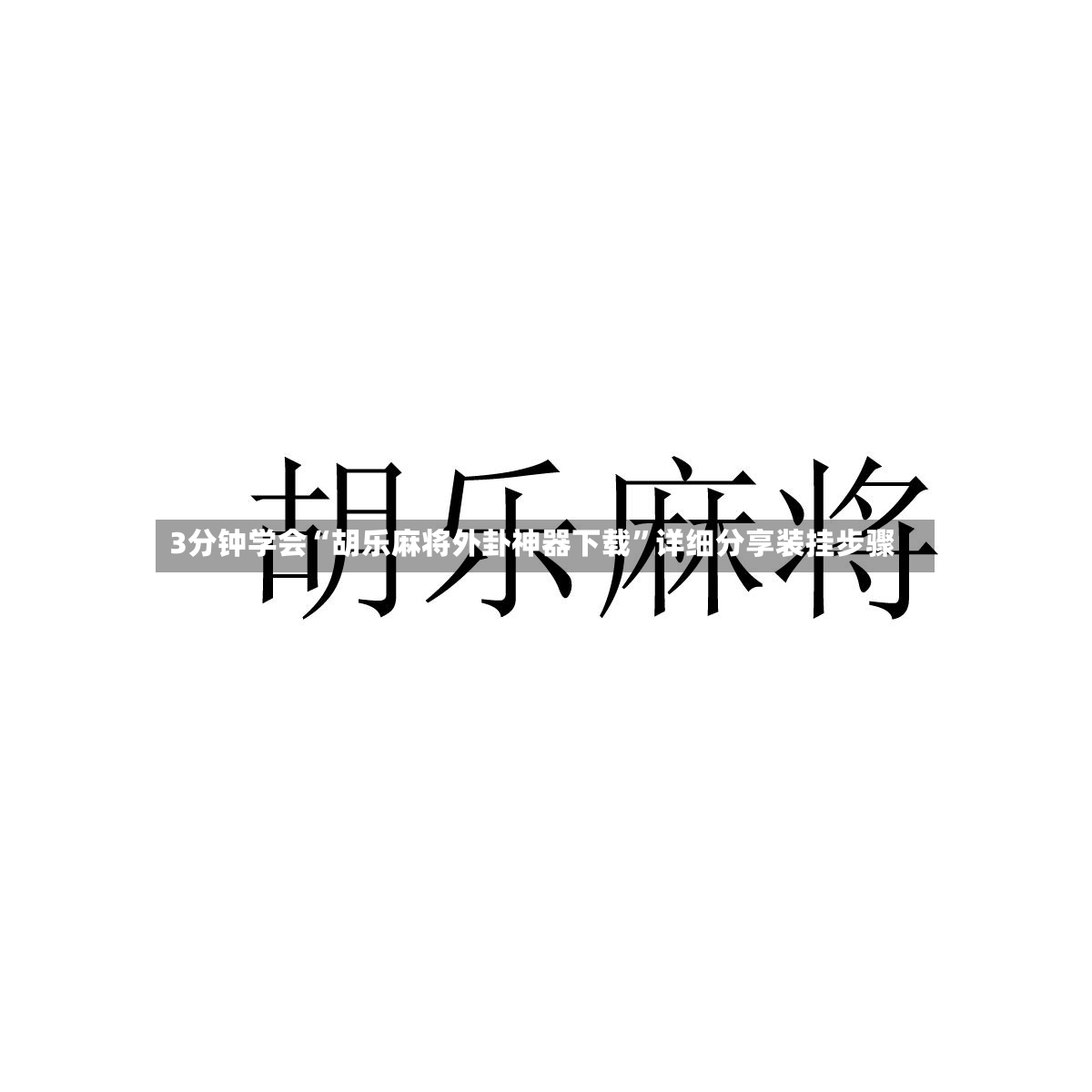 3分钟学会“胡乐麻将外卦神器下载”详细分享装挂步骤-第3张图片