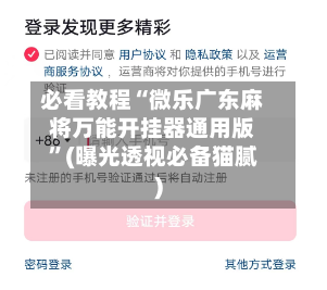 必看教程“微乐广东麻将万能开挂器通用版”(曝光透视必备猫腻)-第3张图片