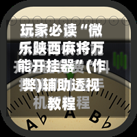 玩家必读“微乐陕西麻将万能开挂器	”(作弊)辅助透视教程-第2张图片