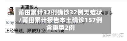 莆田累计32例确诊32例无症状/莆田累计报告本土确诊157例含重型2例-第3张图片
