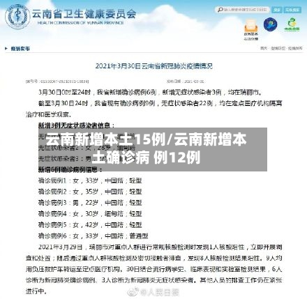 云南新增本土15例/云南新增本土确诊病 例12例