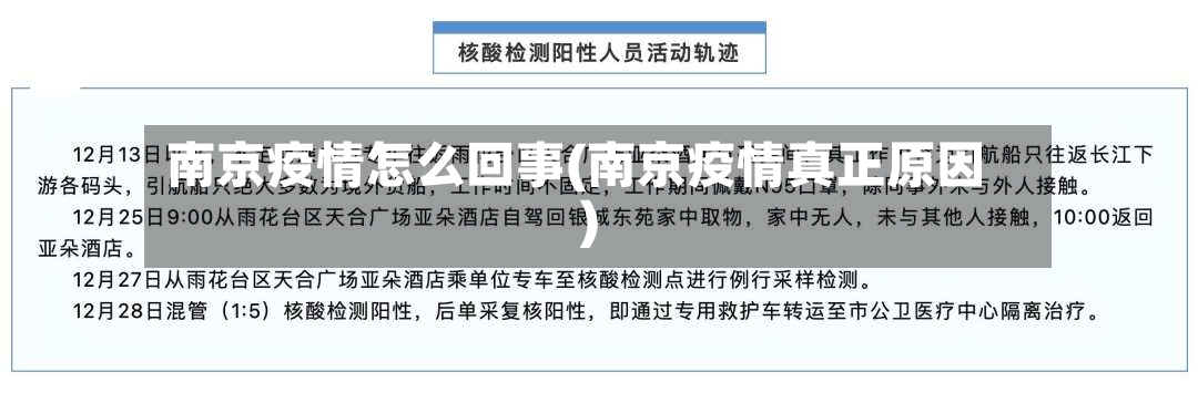 南京疫情怎么回事(南京疫情真正原因)
