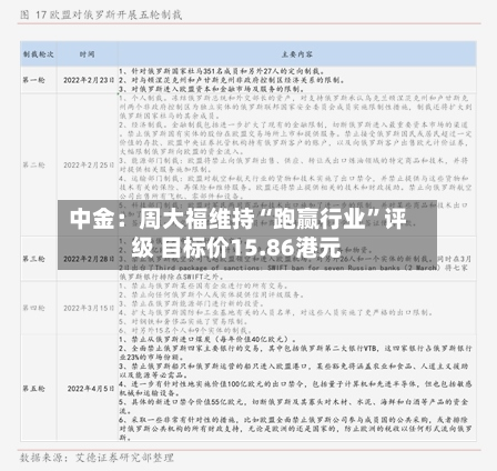 中金：周大福维持“跑赢行业	”评级 目标价15.86港元-第3张图片