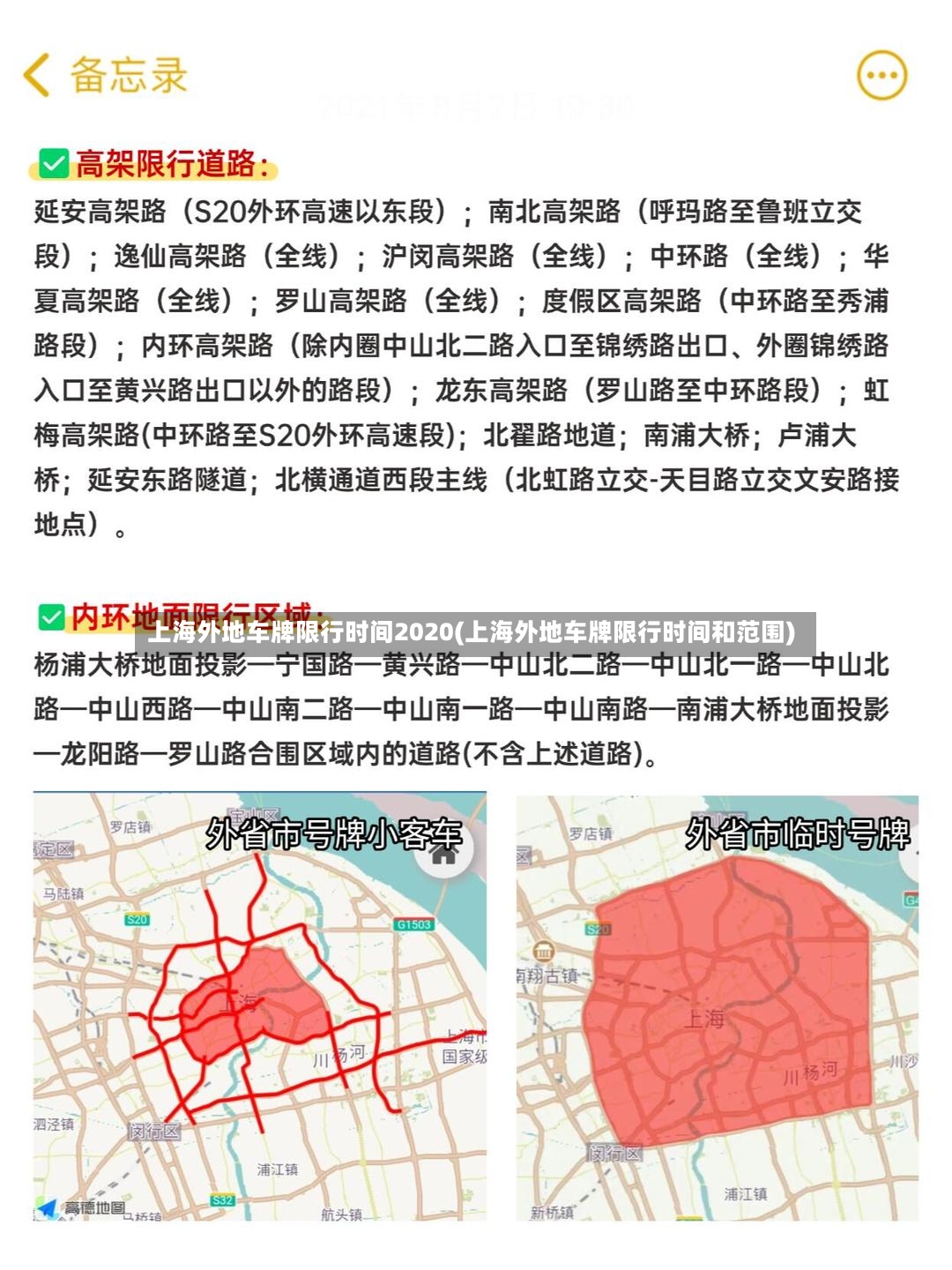 上海外地车牌限行时间2020(上海外地车牌限行时间和范围)