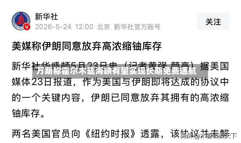 万斯称霍尔木兹海峡有望实现长期免费通航