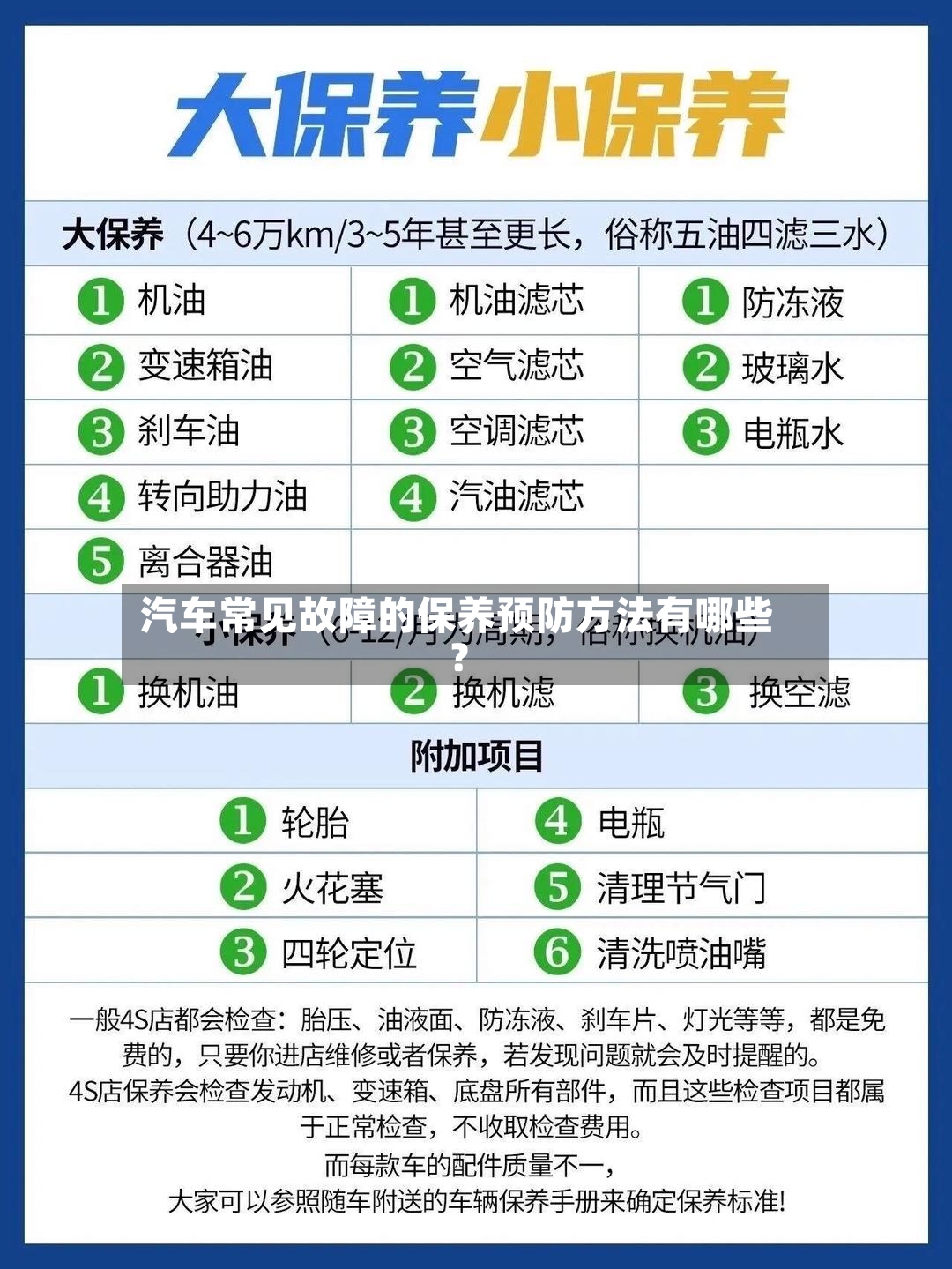 汽车常见故障的保养预防方法有哪些？