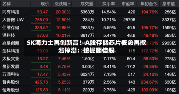 SK海力士再创新高！A股存储芯片概念再掀涨停潮：挖掘翻倍股-第2张图片
