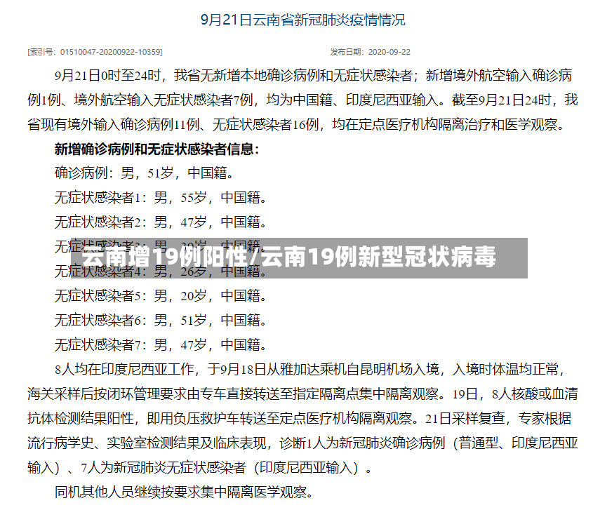 云南增19例阳性/云南19例新型冠状病毒