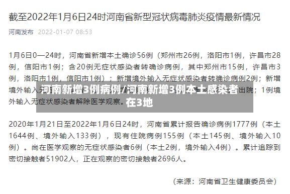 河南新增3例病例/河南新增3例本土感染者在3地-第3张图片
