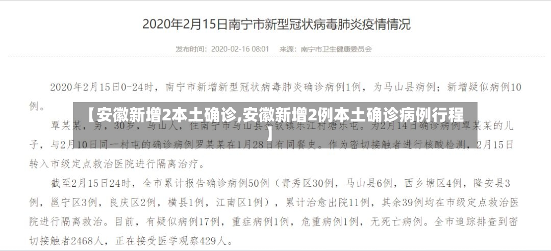 【安徽新增2本土确诊,安徽新增2例本土确诊病例行程】