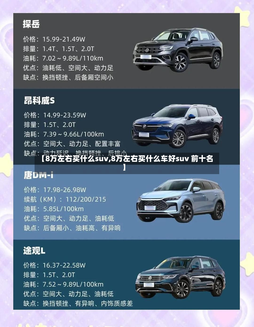 【8万左右买什么suv,8万左右买什么车好suv 前十名】