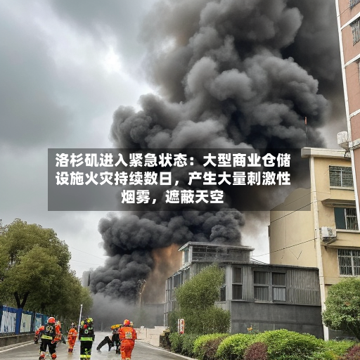 洛杉矶进入紧急状态：大型商业仓储设施火灾持续数日，产生大量刺激性烟雾，遮蔽天空-第2张图片