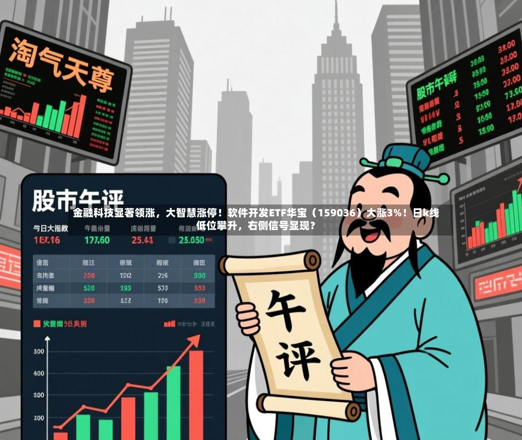金融科技显著领涨，大智慧涨停！软件开发ETF华宝（159036）大涨3%！日k线低位攀升，右侧信号显现？