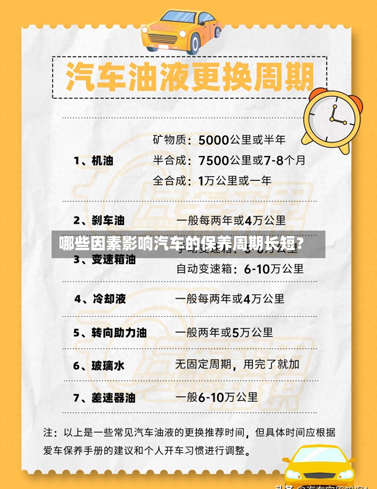 哪些因素影响汽车的保养周期长短？