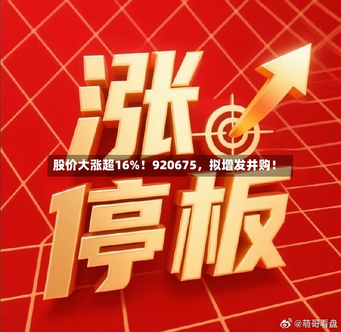 股价大涨超16%！920675	，拟增发并购！-第2张图片