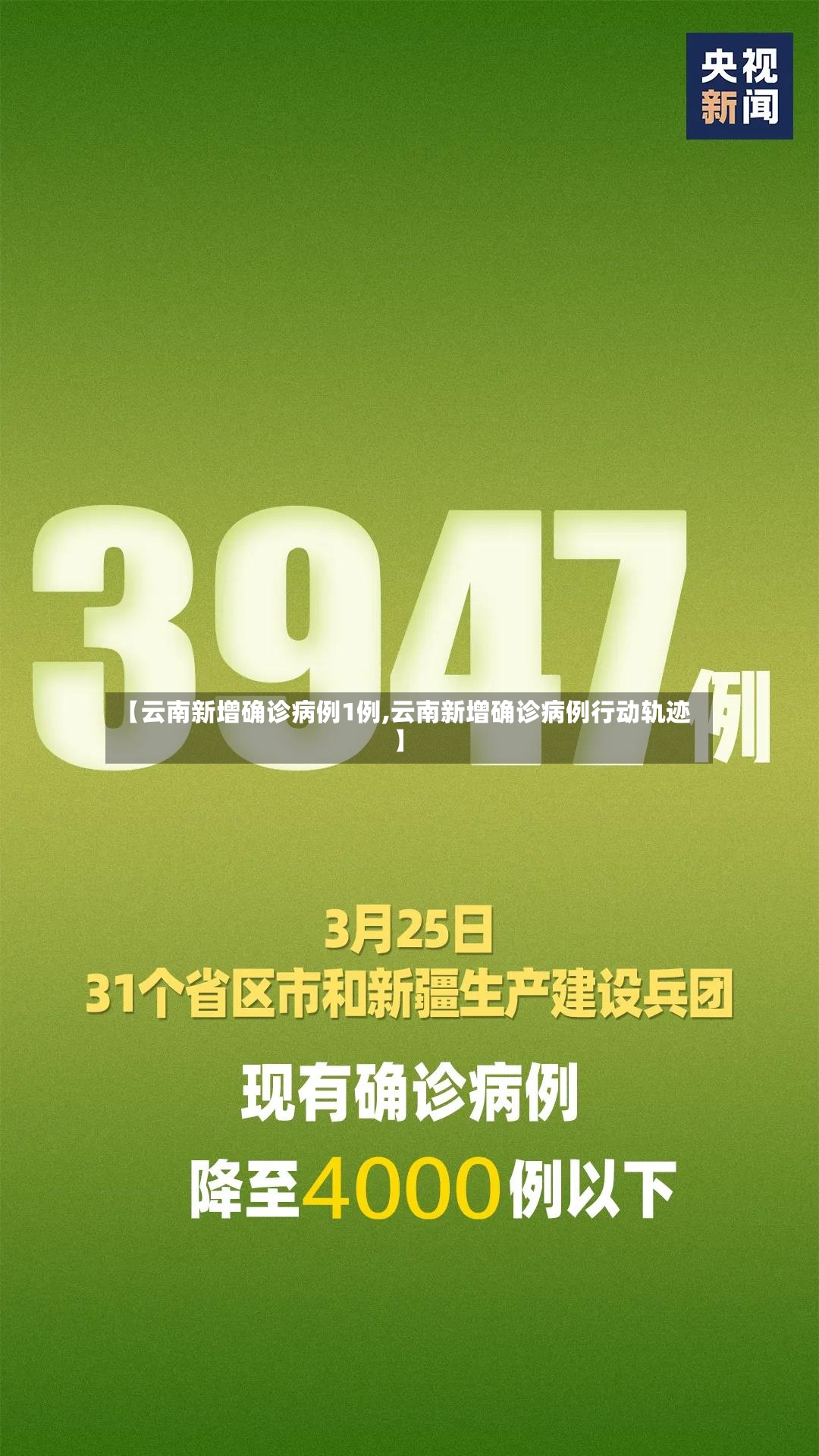 【云南新增确诊病例1例,云南新增确诊病例行动轨迹】