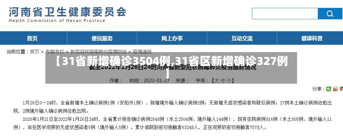 【31省新增确诊3504例,31省区新增确诊327例】-第3张图片