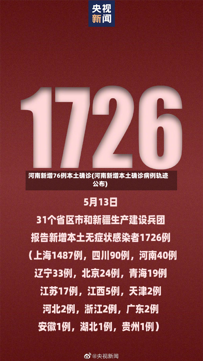 河南新增76例本土确诊(河南新增本土确诊病例轨迹公布)